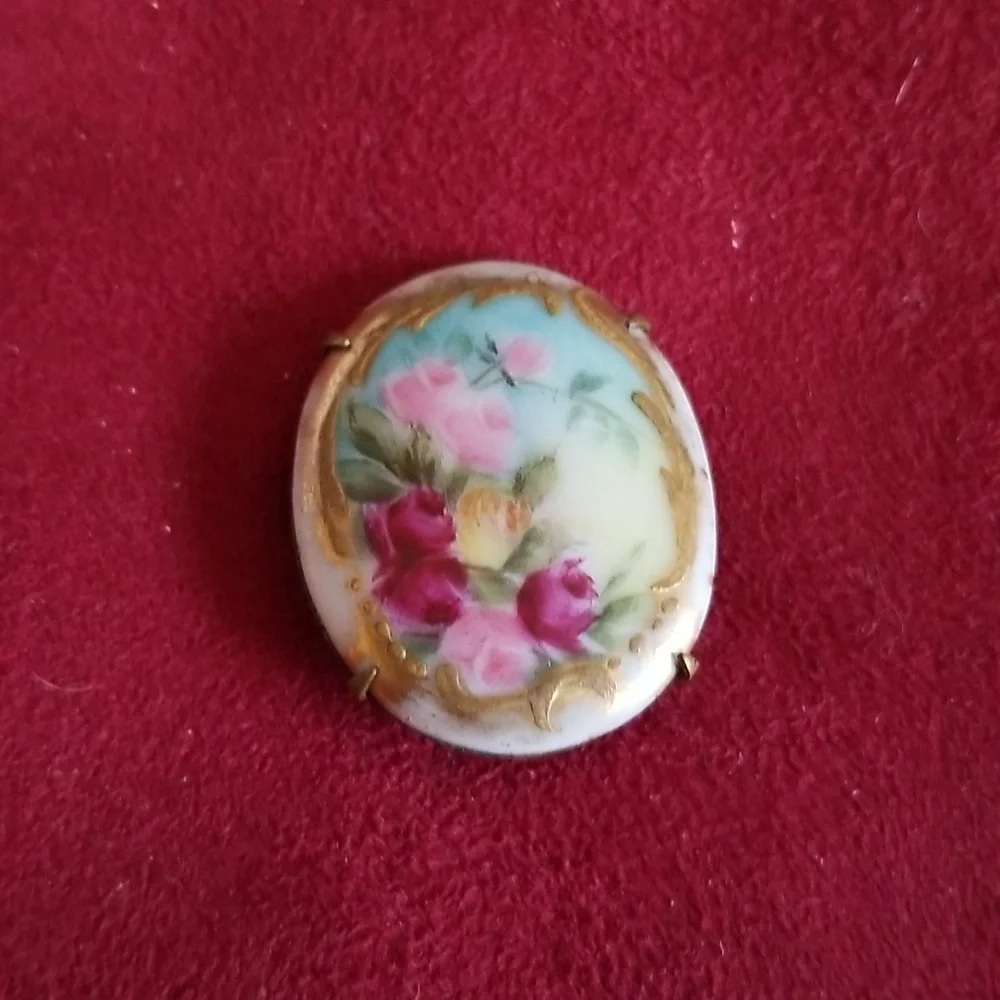 Antique handpainted porcelain Brooch - Picture 4 of 4
